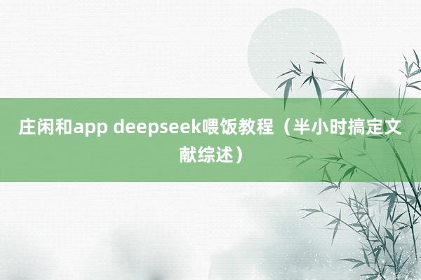 庄闲和app deepseek喂饭教程（半小时搞定文献综述）