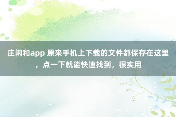 庄闲和app 原来手机上下载的文件都保存在这里，点一下就能快速找到，很实用