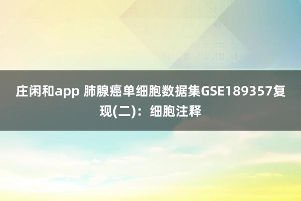 庄闲和app 肺腺癌单细胞数据集GSE189357复现(二)：细胞注释