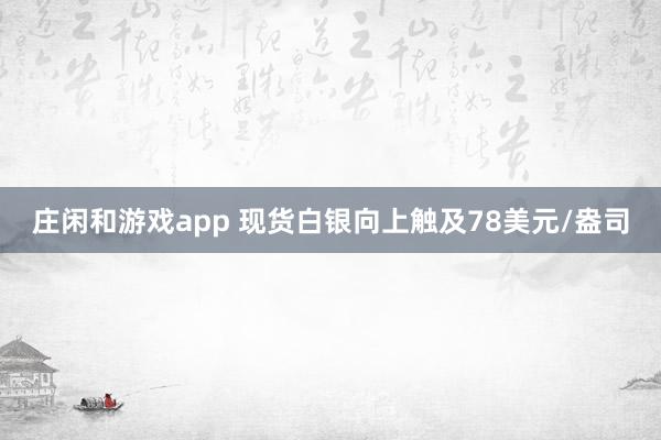庄闲和游戏app 现货白银向上触及78美元/盎司