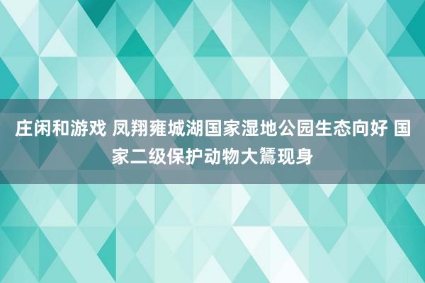 庄闲和游戏 凤翔雍城湖国家湿地公园生态向好 国家二级保护动物大鵟现身