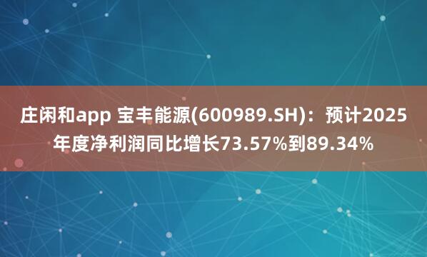 庄闲和app 宝丰能源(600989.SH)：预计2025年度净利润同比增长73.57%到89.34%