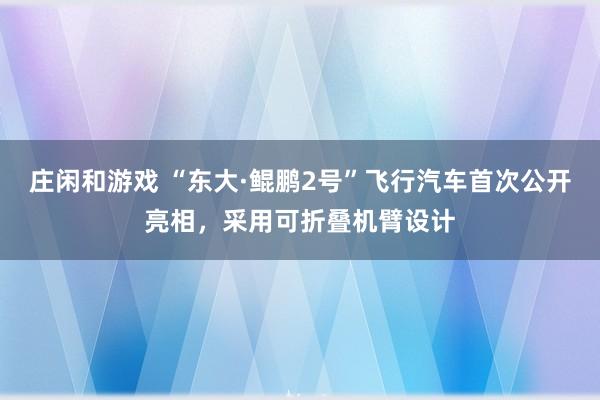 庄闲和游戏 “东大·鲲鹏2号”飞行汽车首次公开亮相,采用可折叠机臂设计
