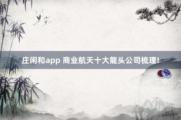 庄闲和app 商业航天十大龍头公司梳理!
