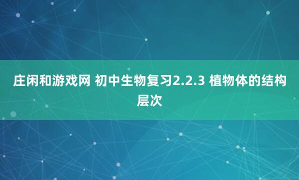 庄闲和游戏网 初中生物复习2.2.3 植物体的结构层次