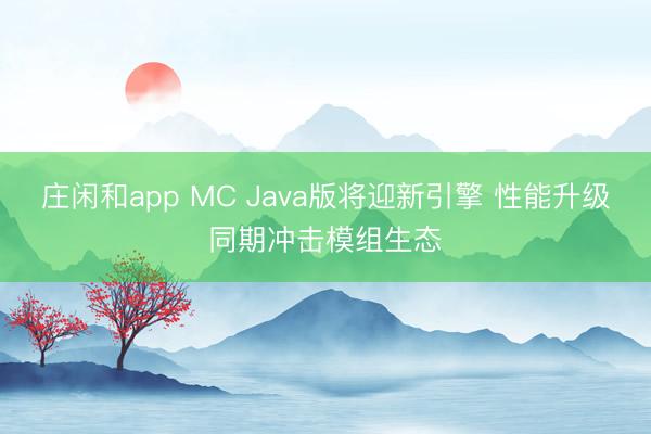 庄闲和app MC Java版将迎新引擎 性能升级同期冲击模组生态